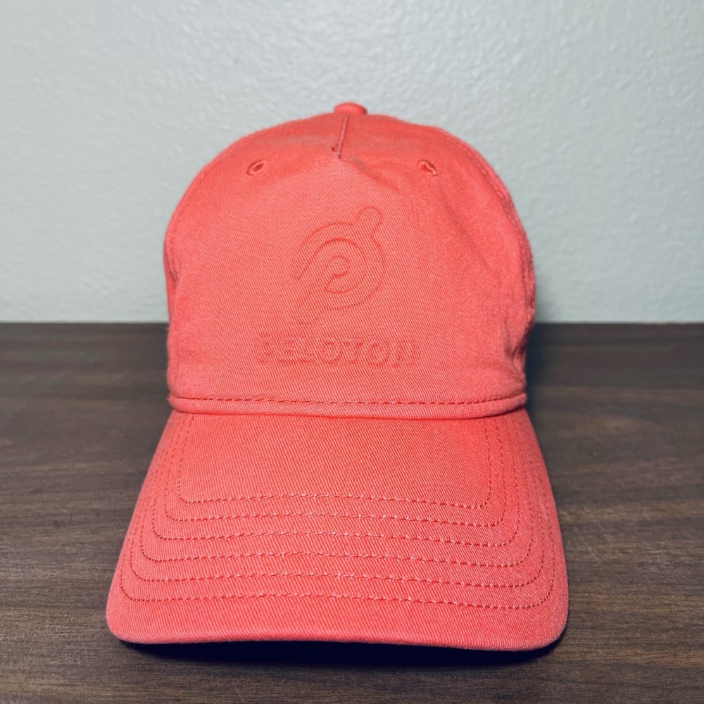 Peloton Hat Cap Embossed Logo Coral Pink Adjustable Strap